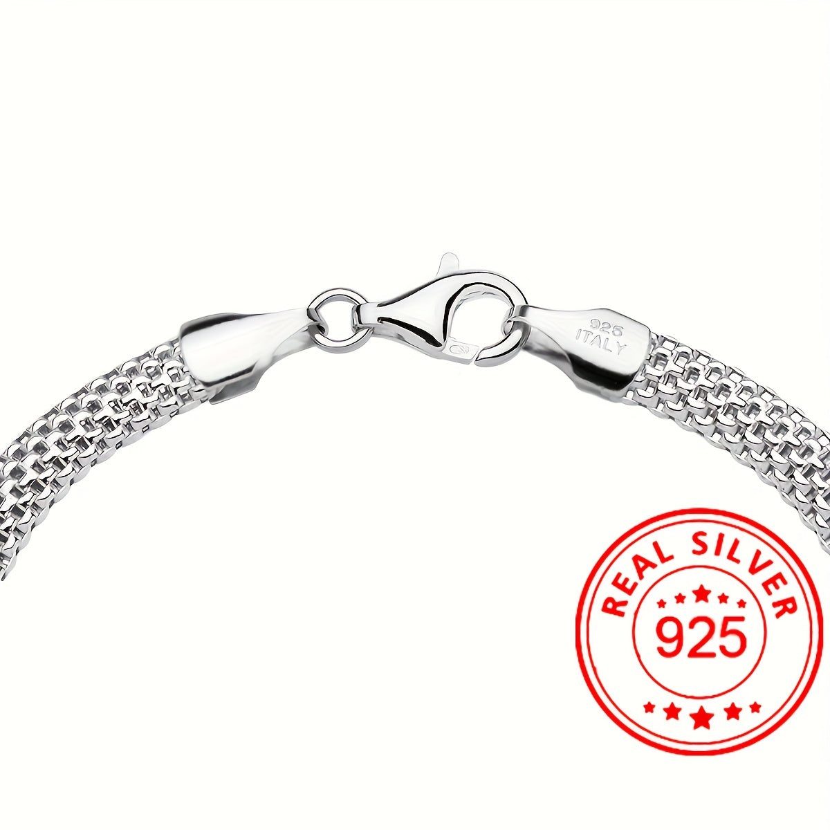 925 Sterling Silver Mesh Link Chain Bracelet For Women Men Unisex Simple Hand Decoration Jewelry Gift